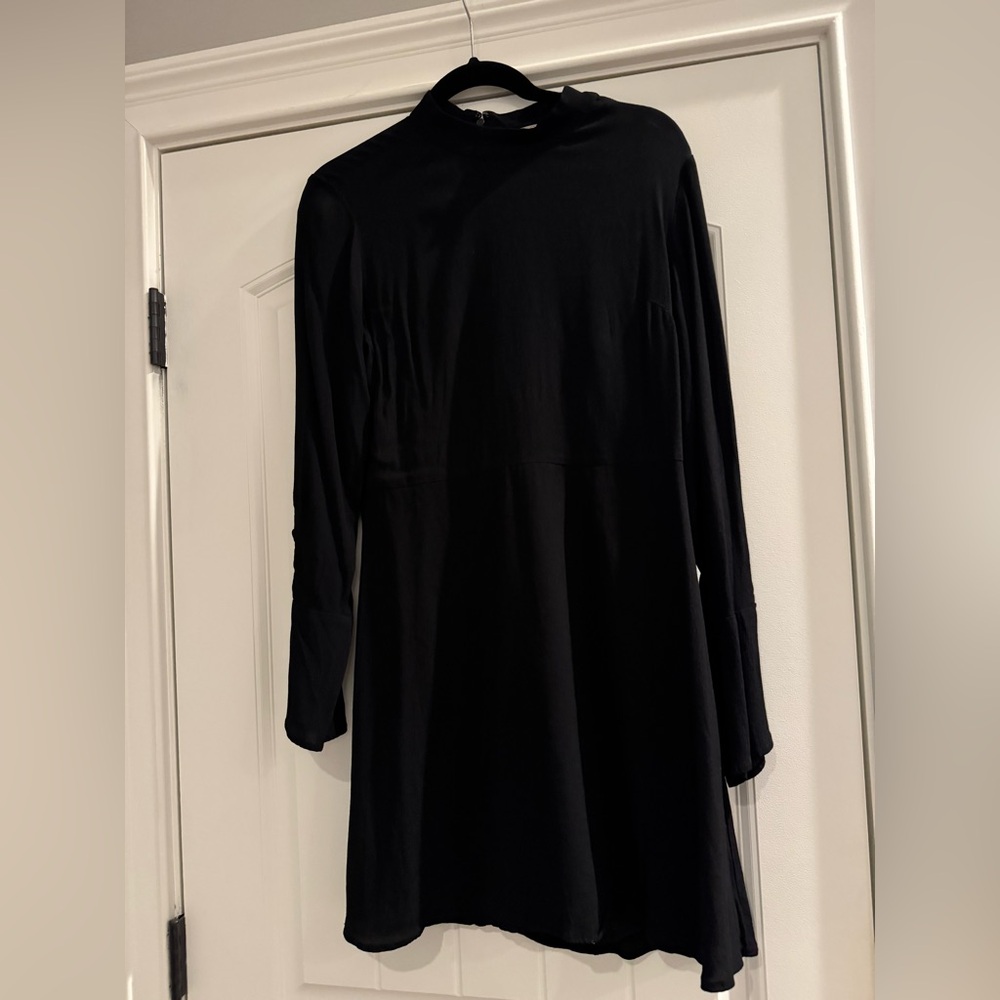 Loft Black Long Sleeve A-Line Mini Dress